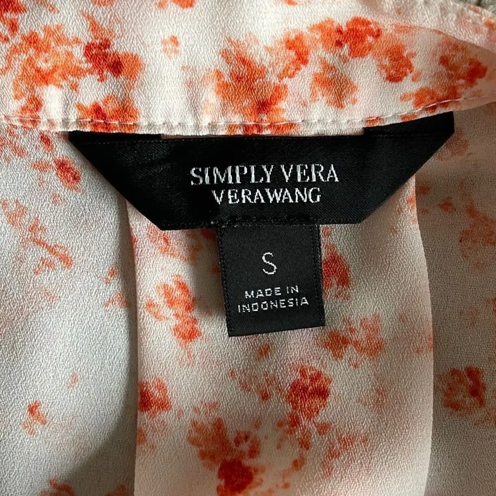 Simply Vera Capped Sleeve Blouse. Size Small. Peach Floral - Picture 6 of 9